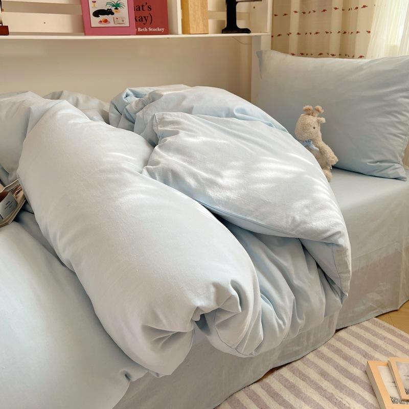 Class A Mother and Baby Grade Pure Washed Cotton Four-piece Set Ins Small Fresh Bed Sheet Quilt Cover Student Dormitory Style Bedding Set