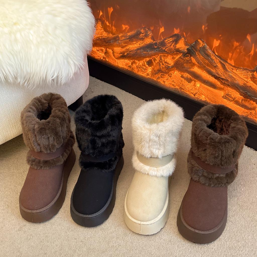 Winter New Thick-soled Sleeve Tall Plush Snow Boots Women's Tall Stacking Socks Boots