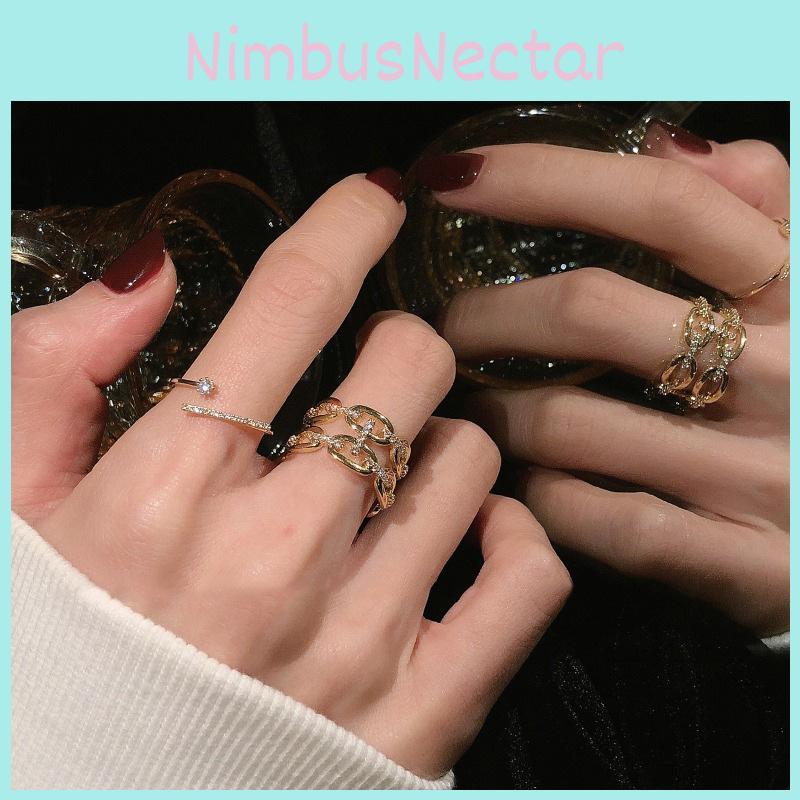 Elegant Korean Fashion Geometric Adjustable Copper Ring For Women Perfect For Ins Style
