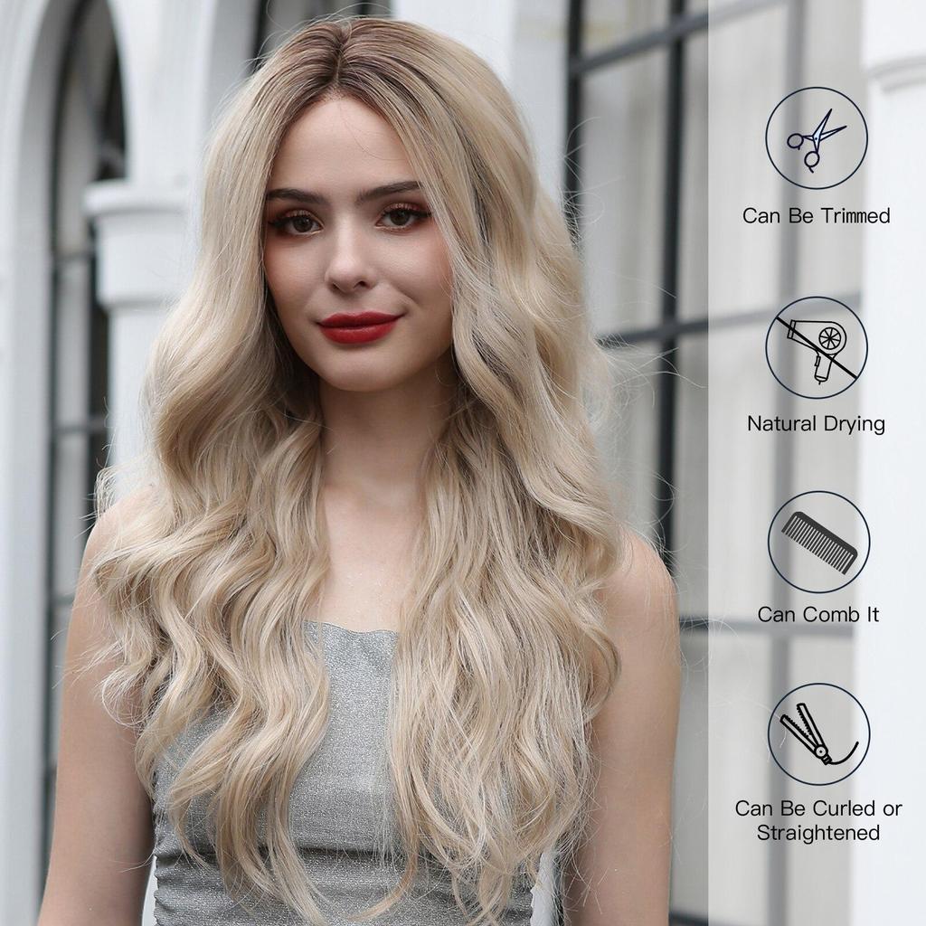 Blonde 134 Ferre Lace Louis Front Synthetic Wigs For Women Long Wavy Middle Part Lace Wigs Daily Cosplay High Temperture Hair