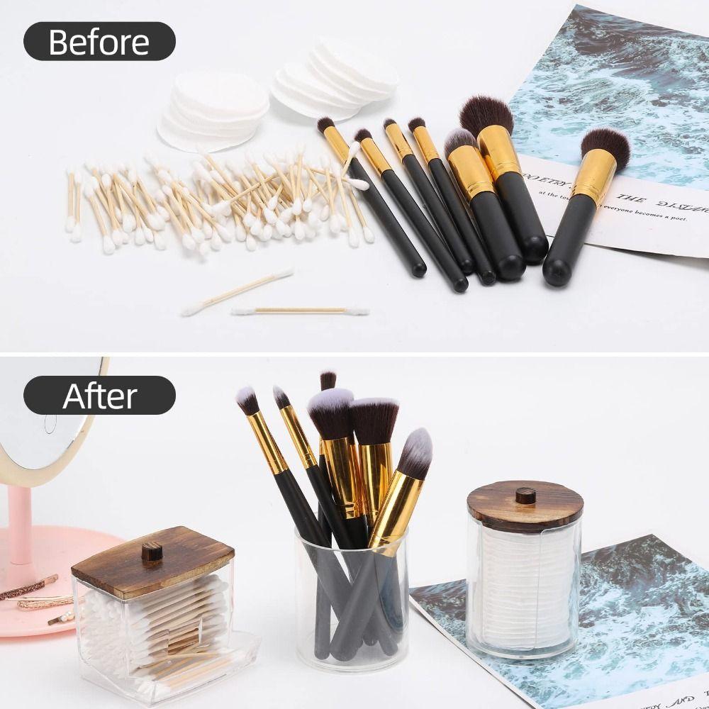 2/3/4Pcs Save Space Cotton Ball/Swabs Dispenser Transparent Window Plastic Storage Box  Q-Tips
