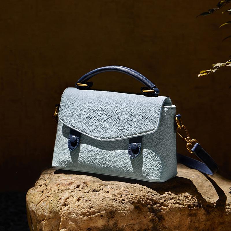 

2025 New Versatile Women s Bag Cambridge Bag Top Layer Cowhide Gift for Girlfriend s Birthday Can Be Worn as Shoulder or Handbag Long21CM、Wide9CM、High небесно-голубой