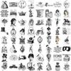 64 Black and White European and American Retro Graffiti Stickers Decorative Suitcase Pen Guitar Notebook DIY Waterproof Stickers