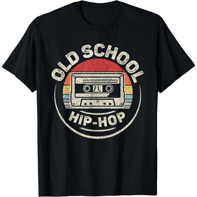 Vintage Retro Old School Hip Hop 80er 90er Kassette Musik T-Shirt Herren Kurzarm Sommer Mode Shirt Lässige Streetwear Herren Tops