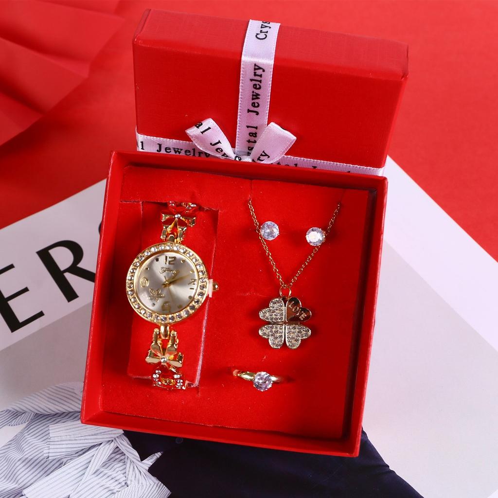 Valentine's Day Mother's Day Women's Day Light Luxury Business Gift Set Necklace Earrings Ring Bracelet Mom