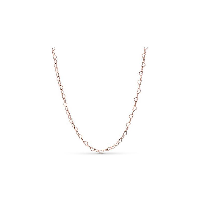 Pandora Heart to Heart 925 Silver Necklace Men and Women Same Style Couple Style 387961 серебряный