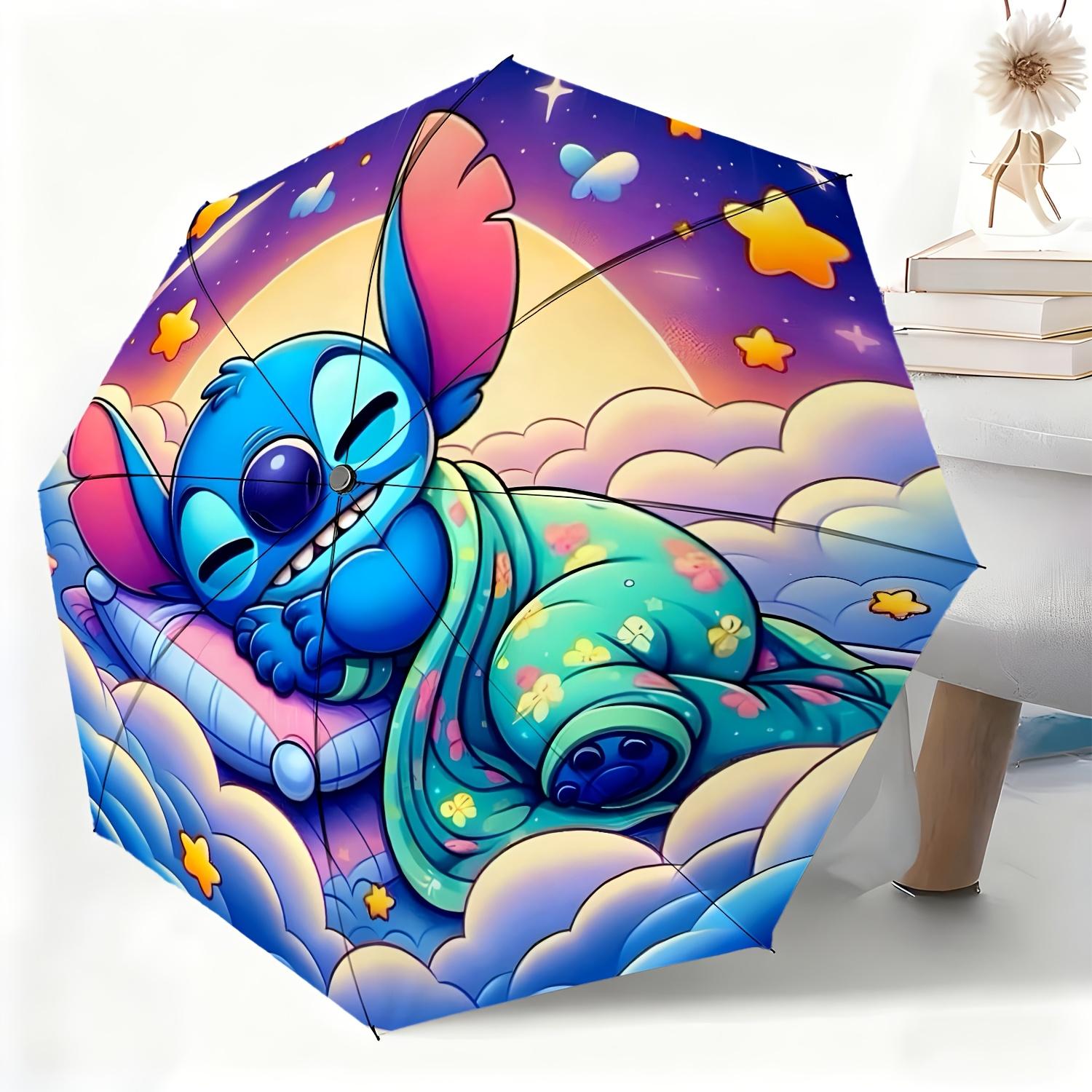 

1pc Disney Stitch Cartoon Pattern Automatic Umbrella, All-Occasion Rain or Shine Umbrella, Portable Folding Umbrella, Christma (as the picture,Iron&8K)
