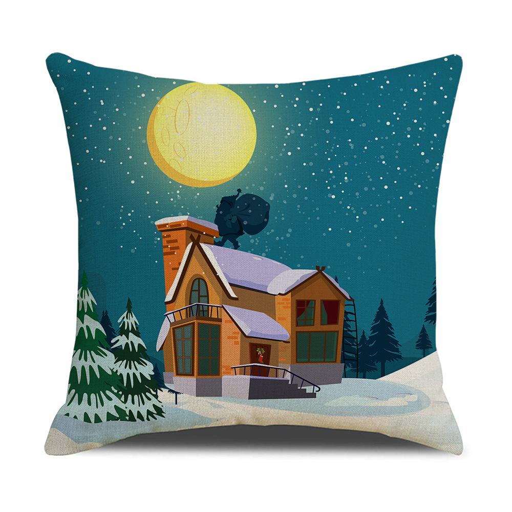 Cartoon Santa Claus Reindeer Series Linen Pillow Cover Nordic Office Sofa Cushion Cover Cushion Cover