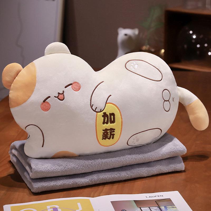 Cartoon Soft Cat Throw Pillow Blanket Plush Toy Doll Girl Office Lunch Break Blanket Doll
