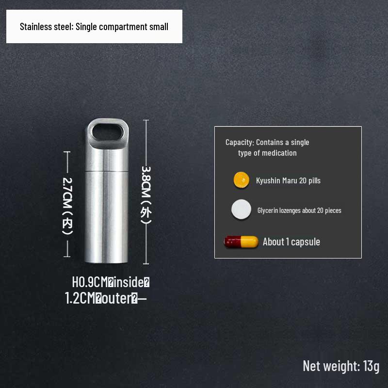 Wasserdichte Mini-Pillendose aus Edelstahl - Tragbarer, feuchtigkeitsdichter Reise-Medikamentenbehälter