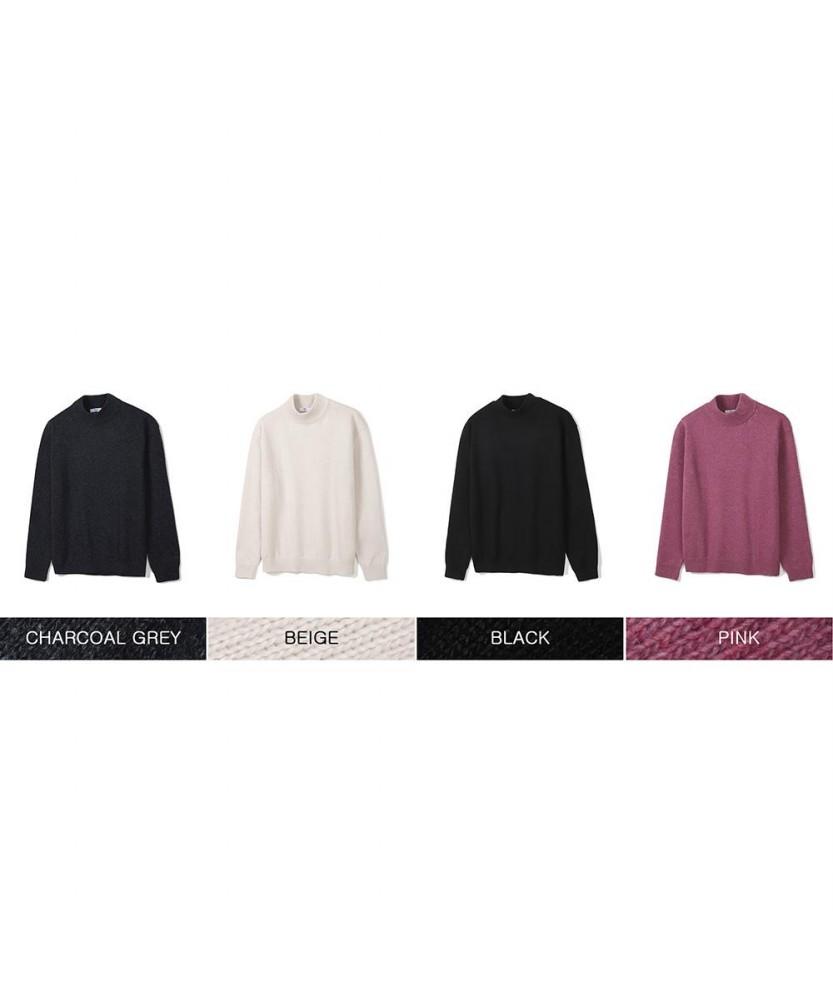NOTIG Wool Blend Half Turtleneck Long Sleeve Knit Beige_Okw2Swtn201I1