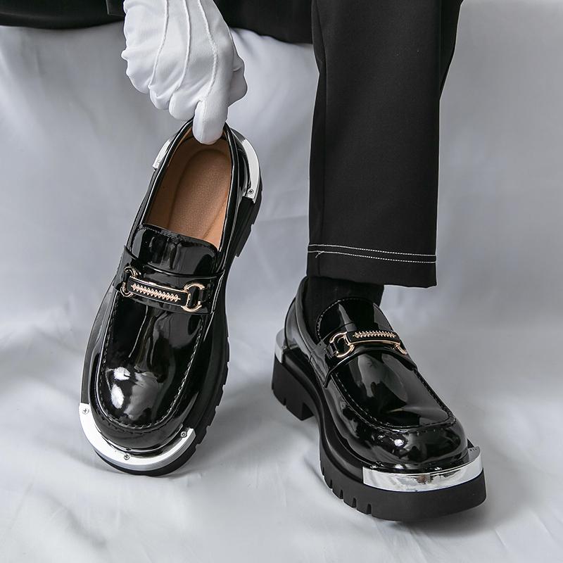 New Men Business Loafers Black and White Casual Thick-soled Anti-slip Brand Shoes Social Shoes Sizes 38-46 Men Shoes