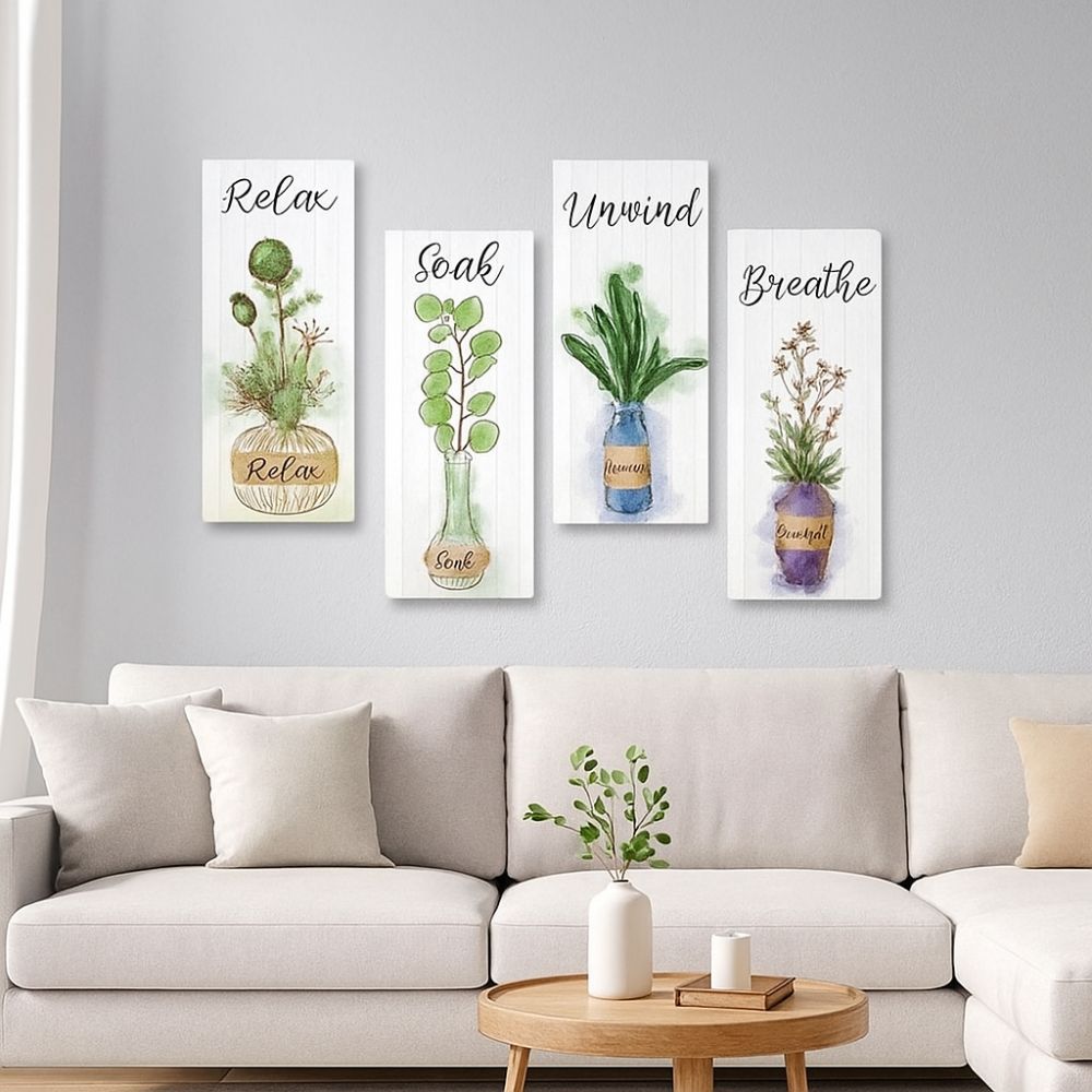 Handmade Plants Hanging Sign Wooden Wall Decor Paintings Wall Plate Floral Wall Art Office