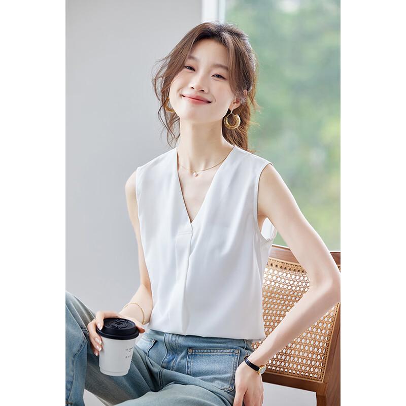 Women's V-Neck Sleeveless Chiffon Vest Blouse