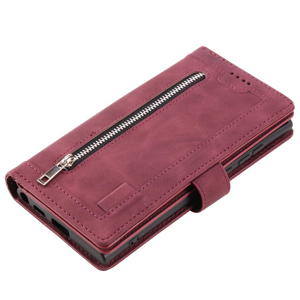 For iPhone 17 Case 9 Card Slots Zipper Wallet PU Leather Phone Cover with Wrist Strap