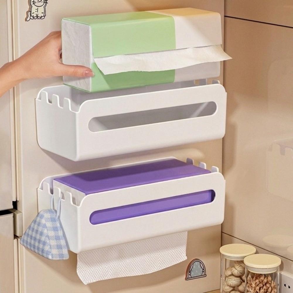 Plastic Tissue Storage Rack No Drilling Refrigerator Tissue Organizer for Napkin