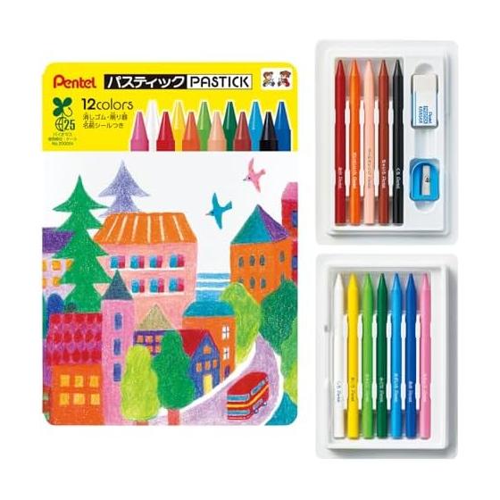 Pentel Kurayon цветной карандаш Pastic 12 цветов Biomass Case GC2-12
