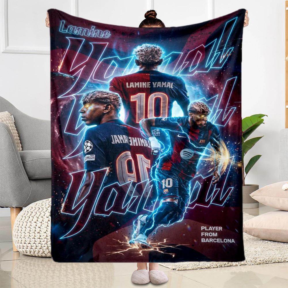 Lamine Yamal's Spain's Soccer Star Blanket Soft Warm Cozy Great for Chair Picnics Seaside Four Seasons Multipurpose Digital Print Best Holiday Gift fo