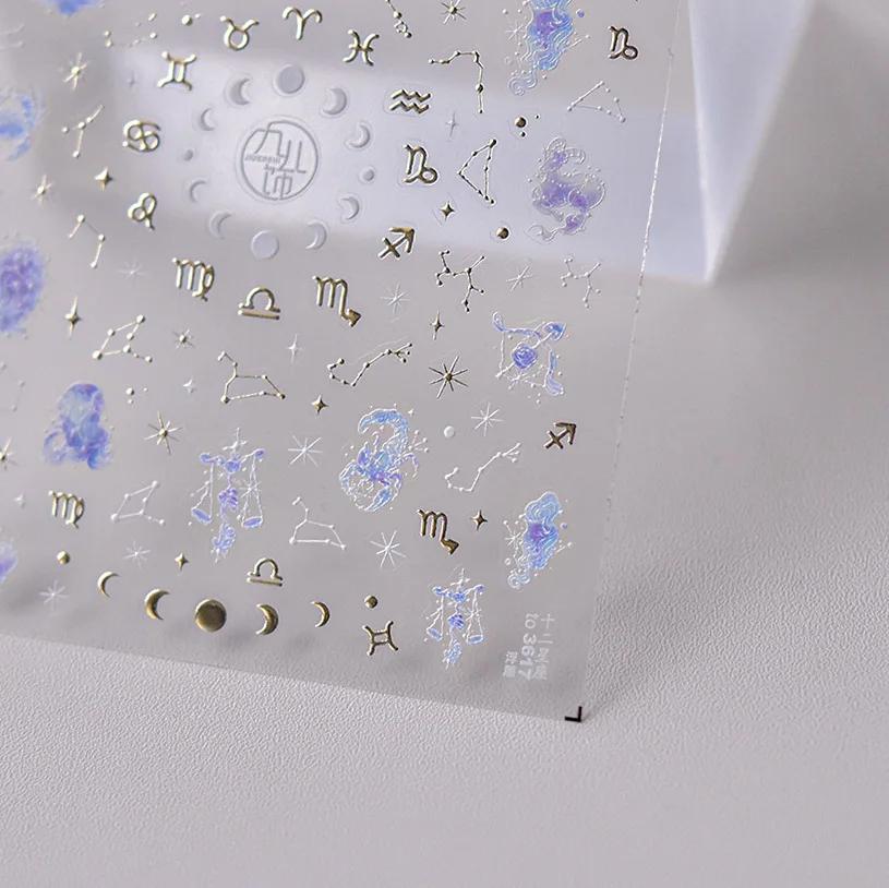 Charming Hollow Stars Love Geometric Five-pointed Star Self Adhesive 5D Nail Art Decorations Stickers Shiny Manicure Decal