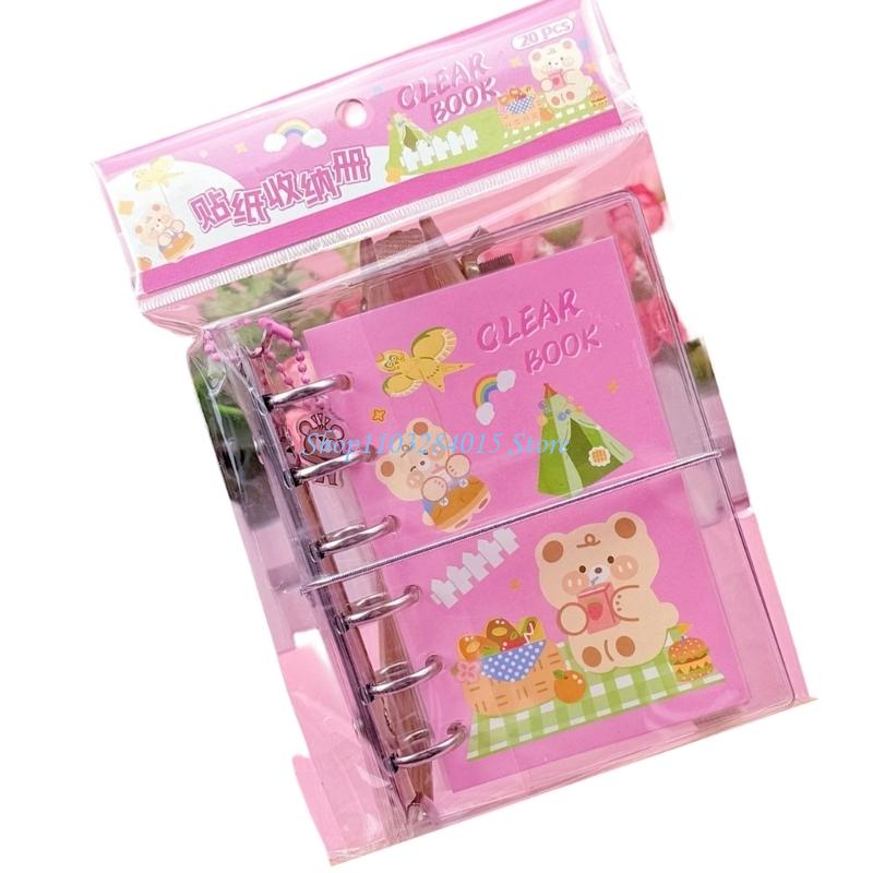 R6FF Vibranted Cartoon Print Sticker Book Stickers Collection Note Rotating Binding