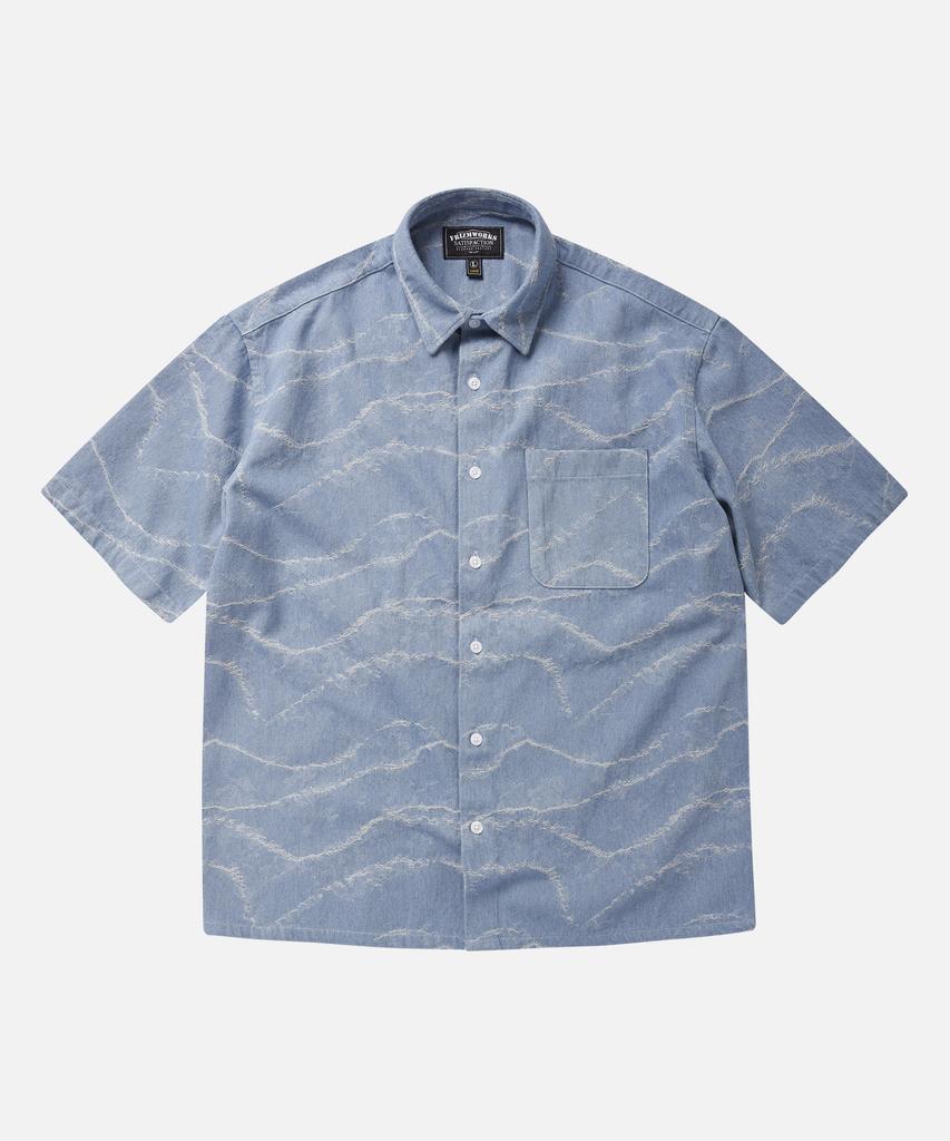 Prism Works Wave Denim Half Shirt _ Light Blue