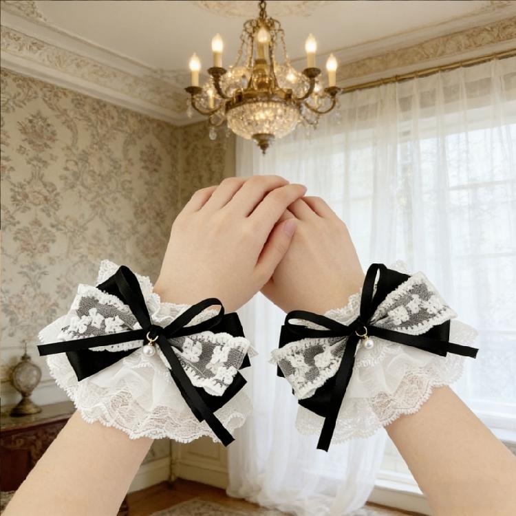 Beautiful Hand Sleeve In Multiple Color Party Wedding Lace Wrist Cuffs Suitable For Dresses And Everyday Outfits