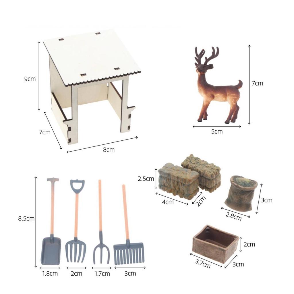 Miniature Stable with Deer Rustic Diorama Barn Long-Lasting for Collectors