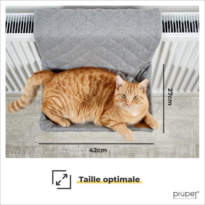 Hamac Pour Chat - PIUPET - Modèle Radiateur - Support Jusqu'à 12 Kg - Housse Lavable - Gris