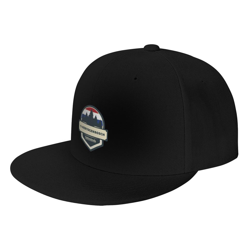 Fashion  sHertogenbosch Netherlands Retro Vintage Badge Flat Brim Sun Hat  Campus Cap Unisex