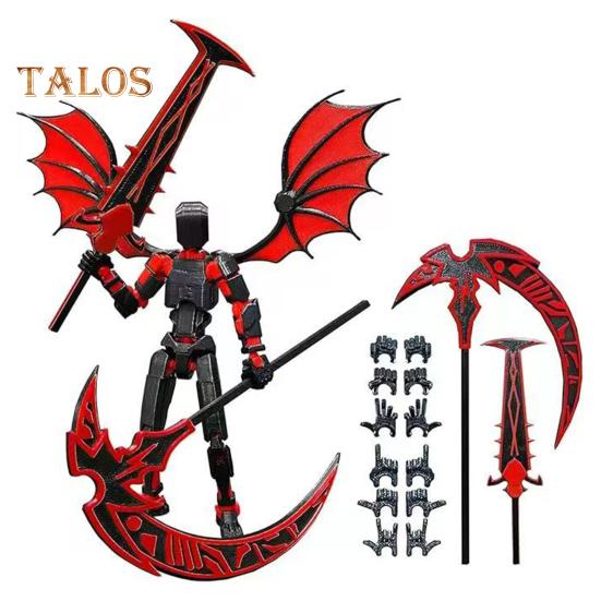 Devil Robot Action Figure with Wing Weapon Accessory Movable Joints 3D Printed Robot Model Toy Stress Relief Articulated Dummy Figurine Decoration