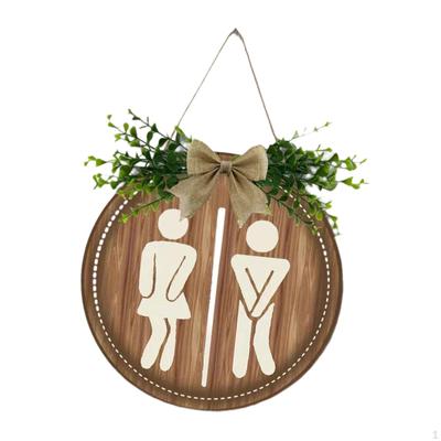 Rustic Toilet Sign Wooden Wall Decor Gender Restroom for