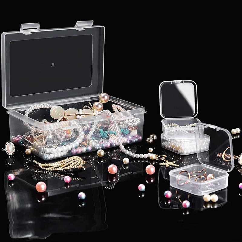5PCS/Pack Jewelry Storage Box Square Transparent Plastic Case Portable Earring Necklace Nail Srt Display Packaging Container ZYF