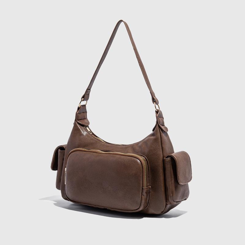 

Новая трендовая сумка-локомотив большой вместимости под мышкой с несколькими карманами, ретро сумка через плечо Spice Girl коричневый