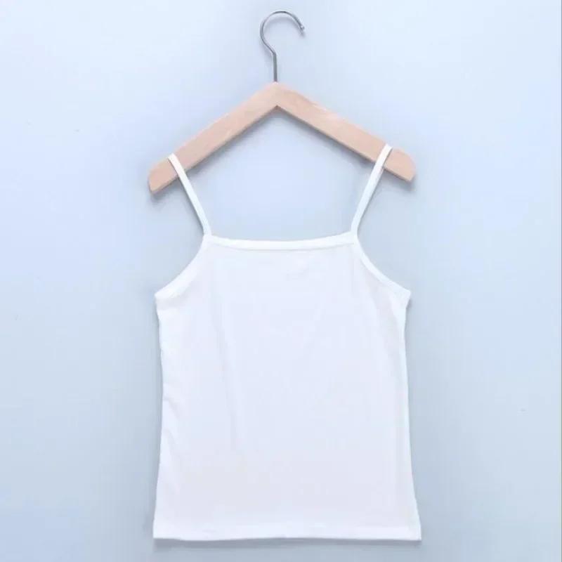Women Solid Color Simple Clothes Sexy Base Vest Sling Camisoles Undershirts Slim Crop Top Tank Tops Stretch Sleeveless Decor