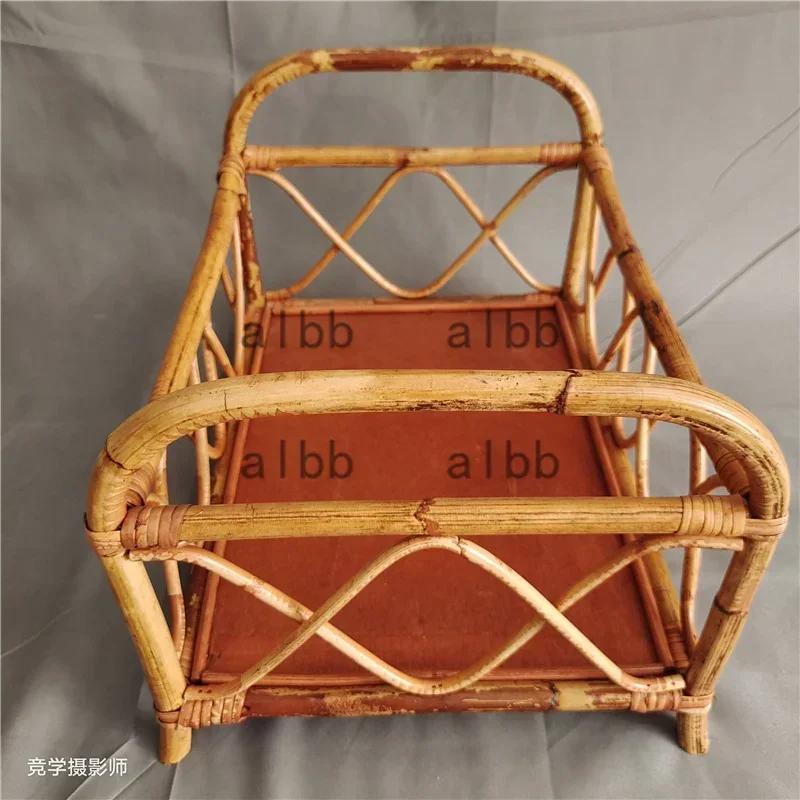Handmade Vintage Bamboo Chair Baby Bed Crib 1pc Newborn Photo Posing Props Studio Shooting Accessories Baby Boy Girl Photo Props