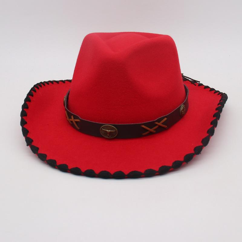 Tibetan Vacation Hemming Top Hat Men'S And Women'S Hat Cowboy Hat Simple Ethnic Style Jazz Hat