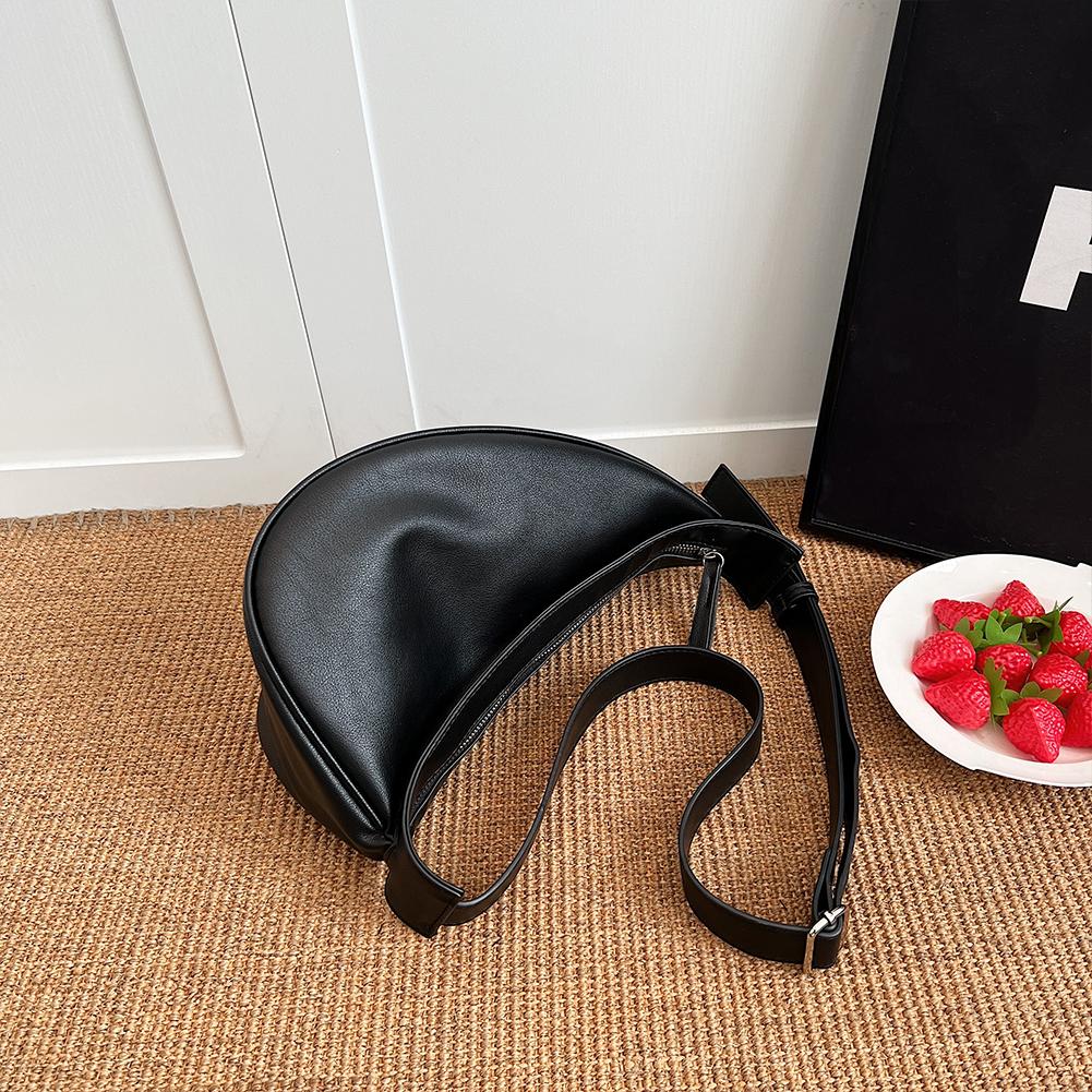 

Женская повседневная сумка-саквояж из искусственной кожи в стиле ретро, ​​сумка для подмышек на молнии, однотонная повседневная сумка для женщин чёрный