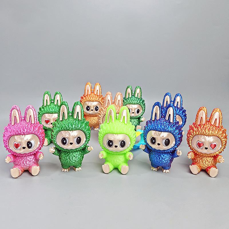 1 Piece Cute Surrounding Characters Gifts 3D Printing Trendy Play Labubu Ornament Cartoon Doll Desktop Decoration