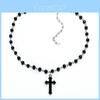 Cross Pendant Necklace With Pearl Chain And Geometric Alloy Design For Fashion Jewelry Enthusiasts