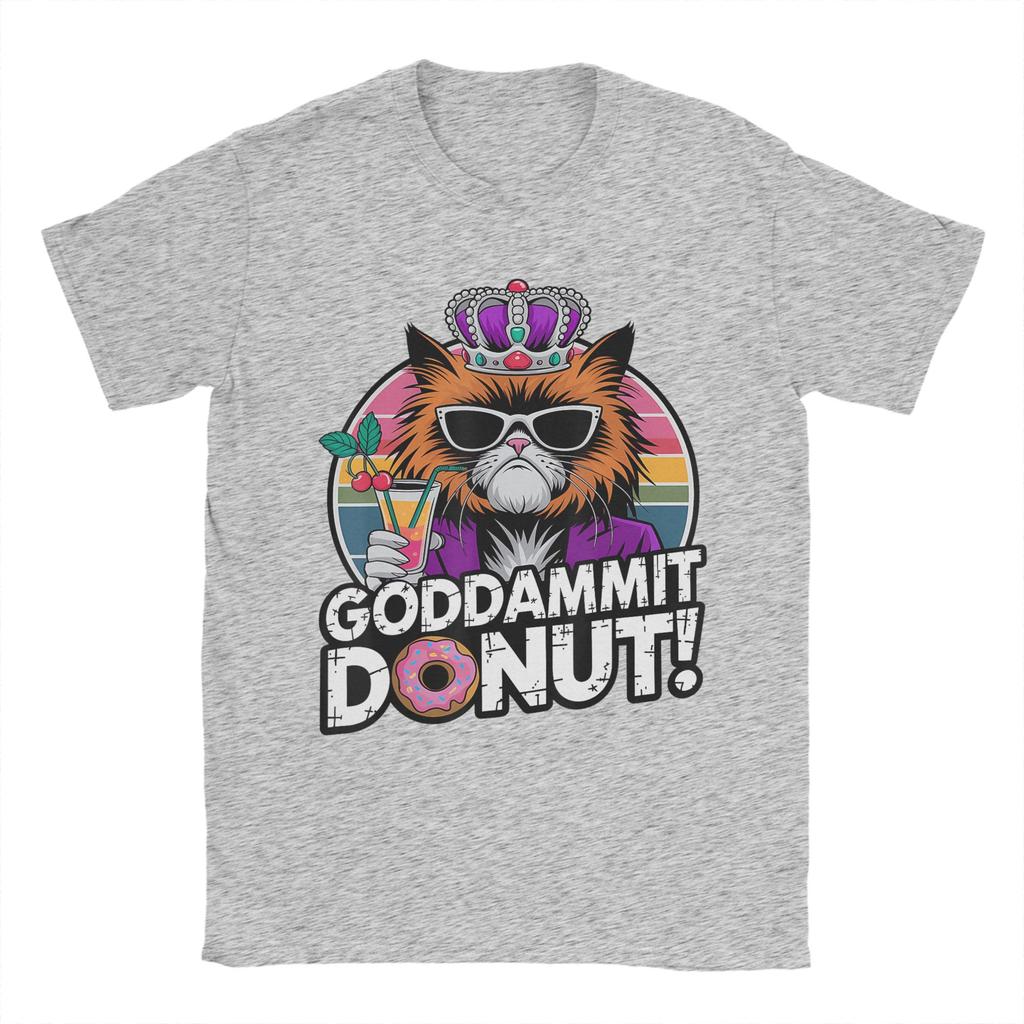Goddammit Donut Funny Princess Cat Glasses TShirt Summer Cotton T Shirts For Men Trendy Cool Casual Tee Shirt Yk Top Tees