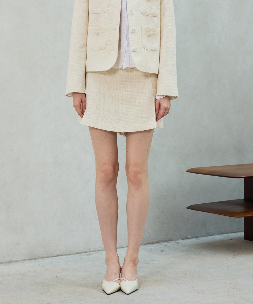 Alikim Cherish Tweed Skirt Pants / White