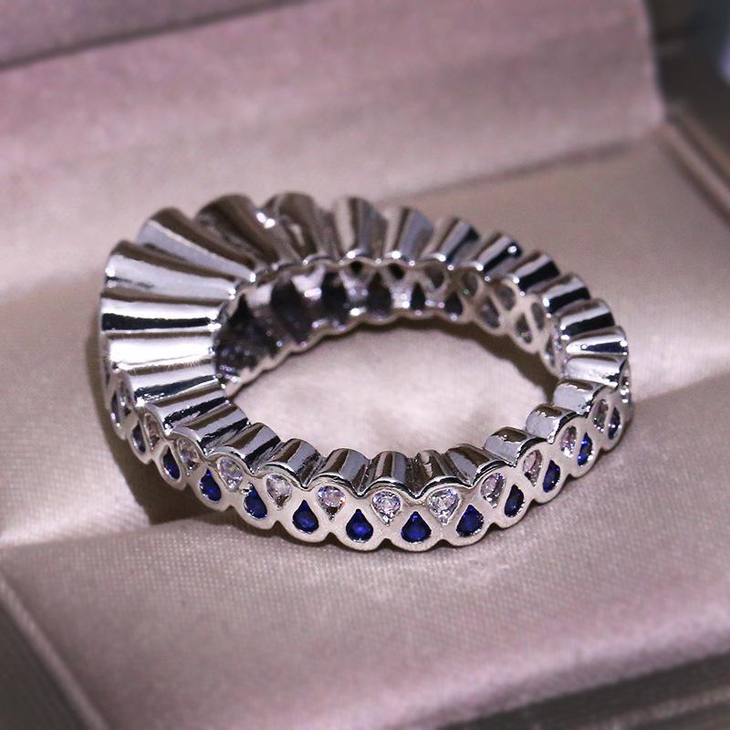 Noble Women's Palace Retro Style Group Set With Blue Zircon Ring Magazine Models To Send Female Birthday Female Ring