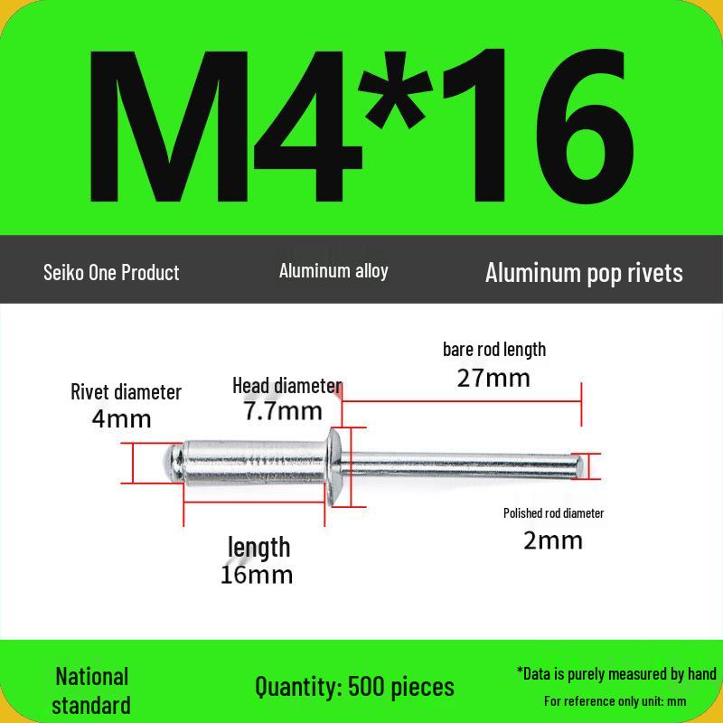 Aluminum Blind Rivets & Nuts - Black Round Head, Extended Shank, M4/M5/M6
