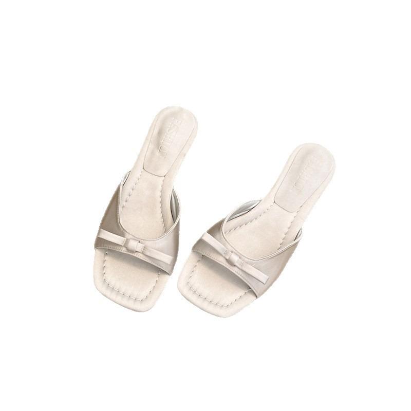 Silver Slope Heel Small Cool Slippers Fairy Shoes New Summer Fashion Outer Wear Low Heel Niche Sandals
