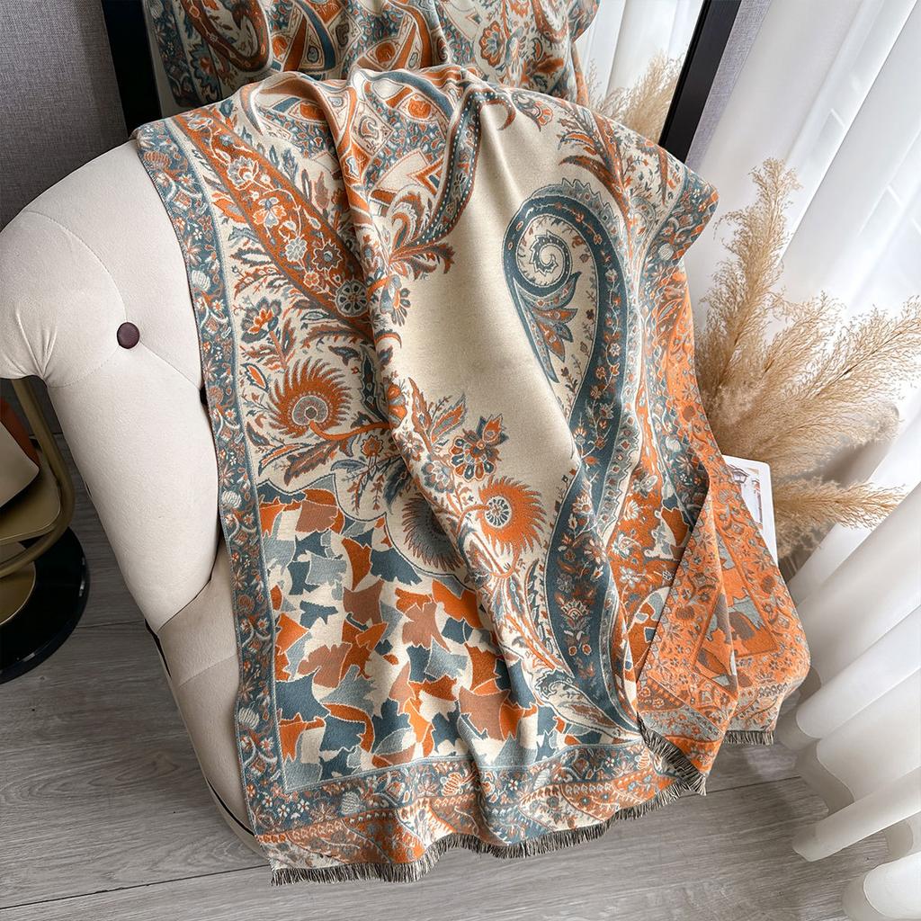 Cashew Print Autumn And Winter Double-Sided Imitation Cashmere Scarf Winter High-End Warm Shawl Women