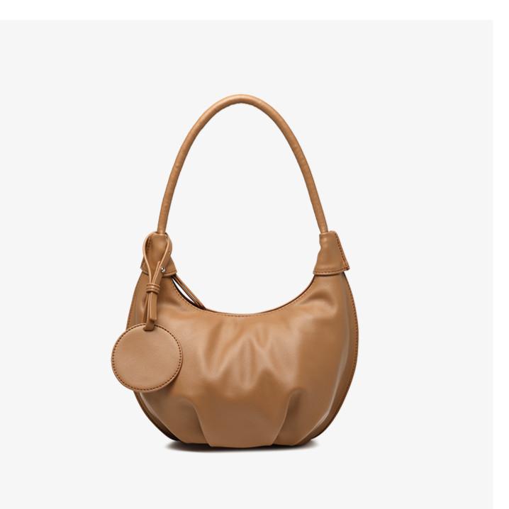 IELGY Cloud Bag Korean Style Niche High-End French Style Pleated Fashion All-Match Soft Leather Portable Dumpling Bag