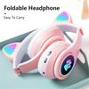 Flash Lamp Cat Ear Bluetooth Headphone With MIC Support 3.5mm AUX/TF Card Play Wireless Headset Kids Girl Earphone Birthday Gift
