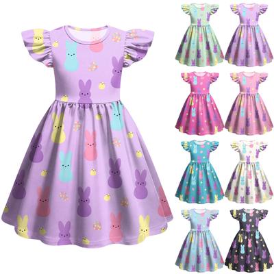 Kinder Mode Lässiges Kleid mit Flatterärmeln
