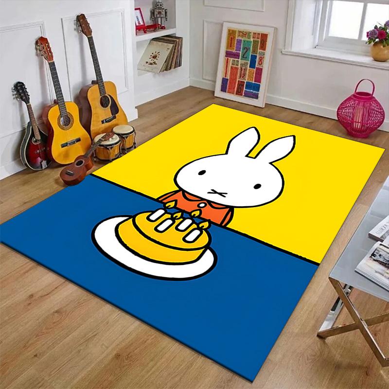 1pc Miffy1 Design Printed Area Rug Carpet for Bedroom Living Room Home Decor Rugs Mat Non Slip Mat Rug for Bedside
