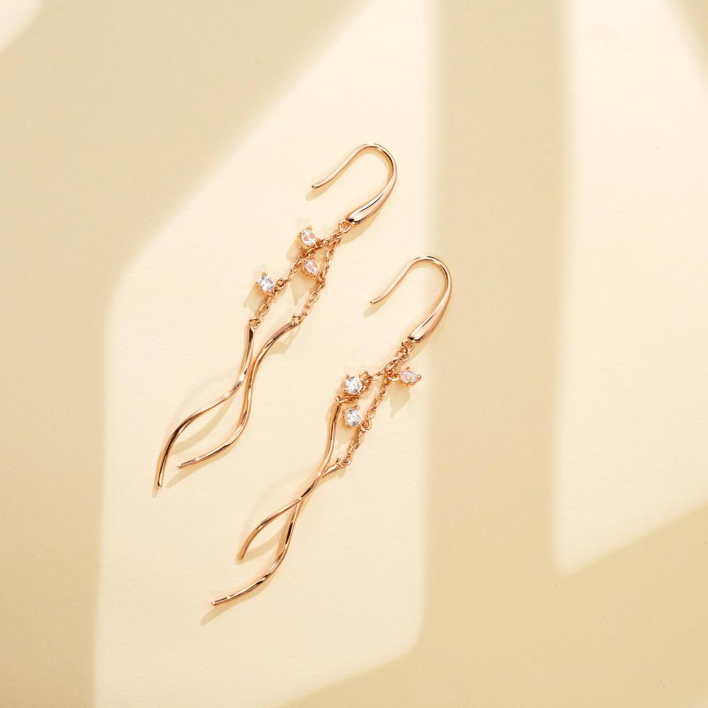 PHNIBIRD Hook Earrings for 18K Swinging 925 Pink Perfect for Birthday Women, Wave, Silver, Hypoallergenic, Gold, Wedding, Stylish, Cute, Long,